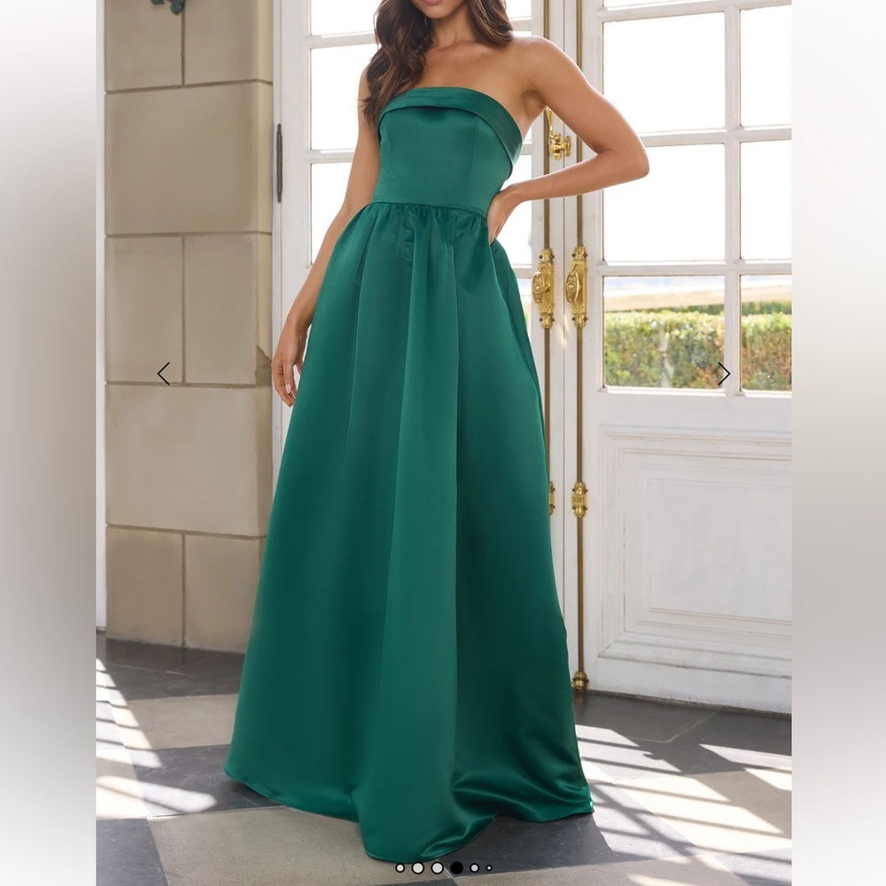 Hello Molly Strapless Emerald Green Satin Ball Gown